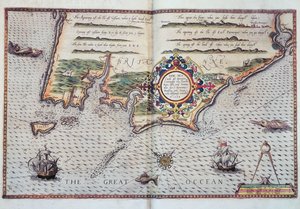 Een kaart van de kustlijn van Bretagne, 1588